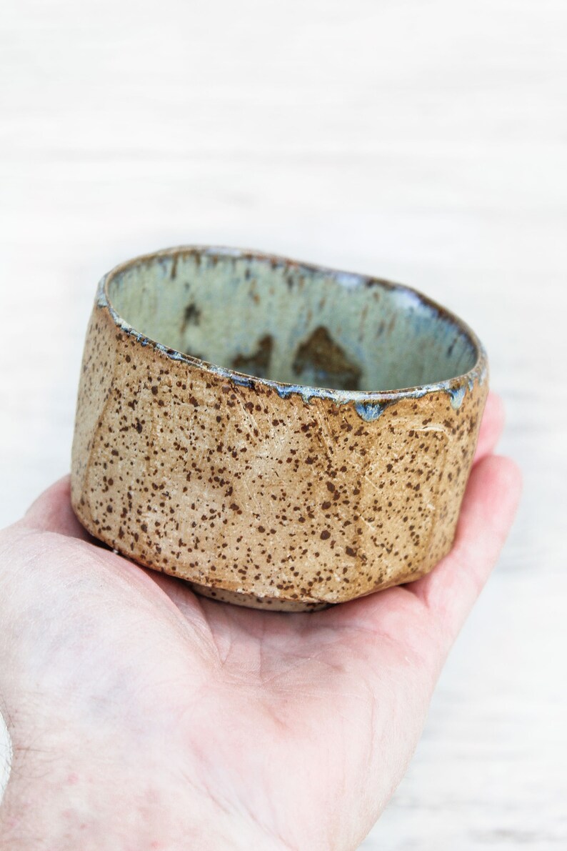 Small Stoneware Tea Cup Bowl. Hand Carved Hand Formed Etsy