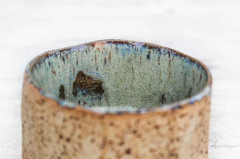 Small Stoneware Tea Cup Bowl. Hand Carved Hand Formed Etsy