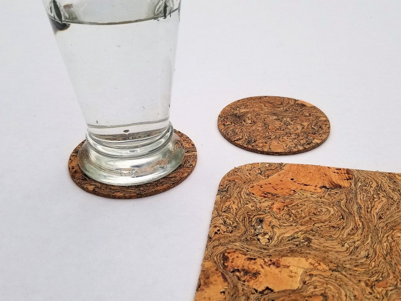 Set of 6 Natural Cork Drink Coasters Round 3 Mm Thick Etsy