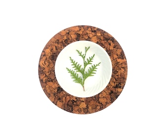 Round Natural Farmhouse Lodge Rustic Cork Table Mats Placemats Large 14" | Heat Stain Resistant | Easy to Clean - Brown