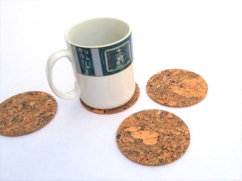 Set of 6 Natural Cork Drink Coasters Round 3 Mm Thick Etsy