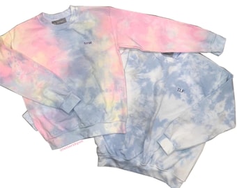 DESIGN YOUR OWN Tie Dye Sweatshirt  | Customized Travel Loungewear | Pastel Tie Dye | Tie Dye Pullover | Embroidered Sweater Tie Dye Sweats