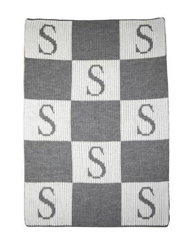 Initial Block Throw Blanket Nursery Blanket Sofa Throw Etsy