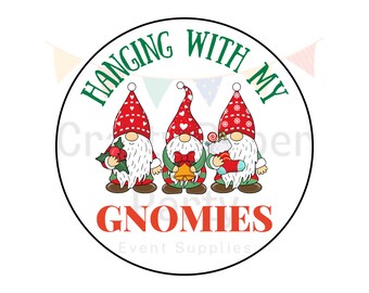 Hanging With My Gnomies, Edible Cocktail Drink Topper, Holiday Drink Topper, Christmas Drink Topper, Wafer Paper, Edible Drink Topper