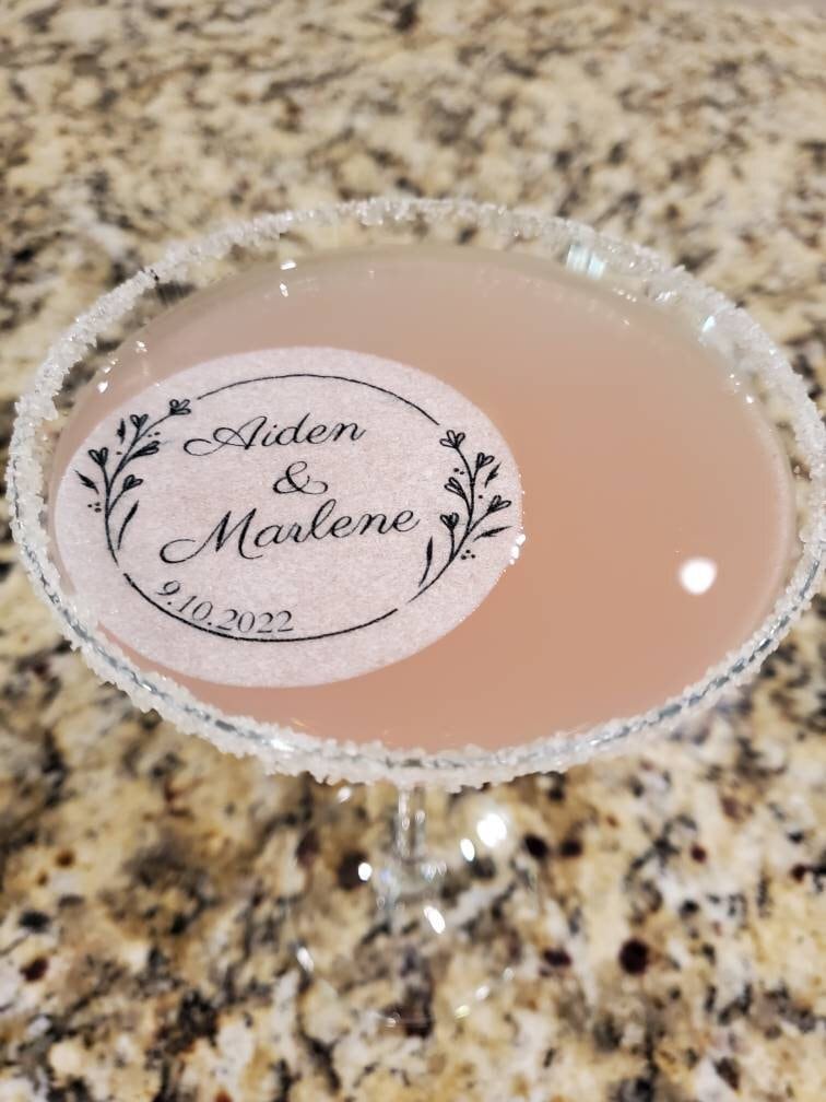 Customizable Edible Cocktail Drink Topper Edible Wedding Etsy