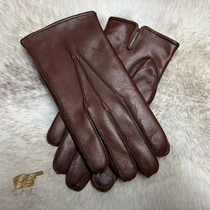 Men's Italian Leather Gloves | Classic Outseam Stitching | 100% Wool Lined | Black Brown Camel (HTM)