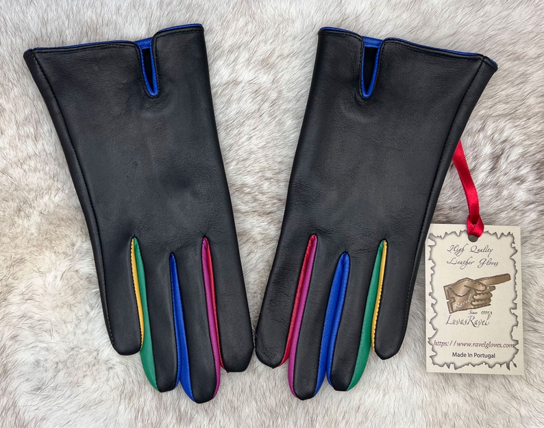 Gants multicolores en cuir pour dames Beverly image 4