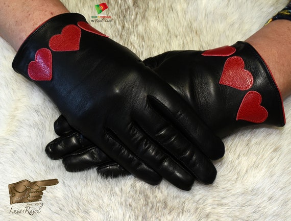 Ladies leather mittens deals