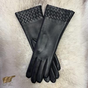 Premium Women&#39;s Leather Opera Gloves, Elegant Design,Soft Genuine Leather for Formal Evenings, Vintage Fashion or Special Occasions(S892013)