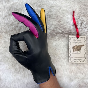 Ladies Leather Multicolor Gloves (Beverly)