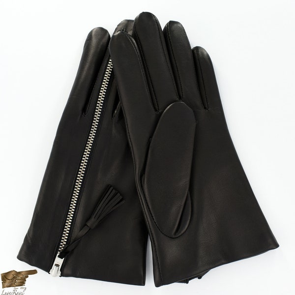 Ladies Leather Gloves with Zipper (Zoe_2021)