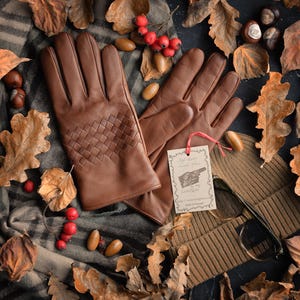 Men's gloves | Braided Lambskin | Leather Gloves | Wool Lined |Classic menswear