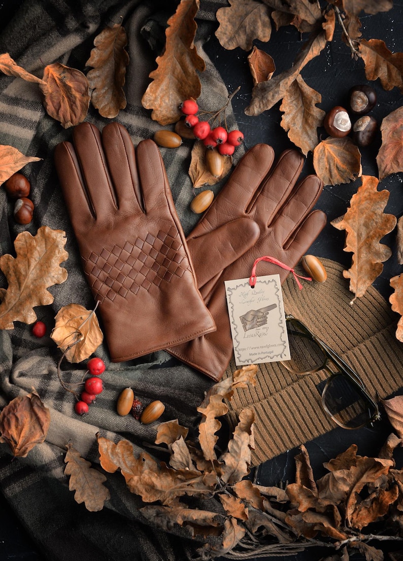 Men's gloves | Braided Lambskin | Leather Gloves | Wool Lined |Classic menswear