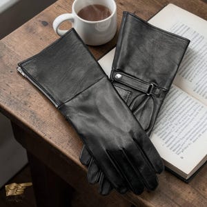 Motorcycle black leather gloves