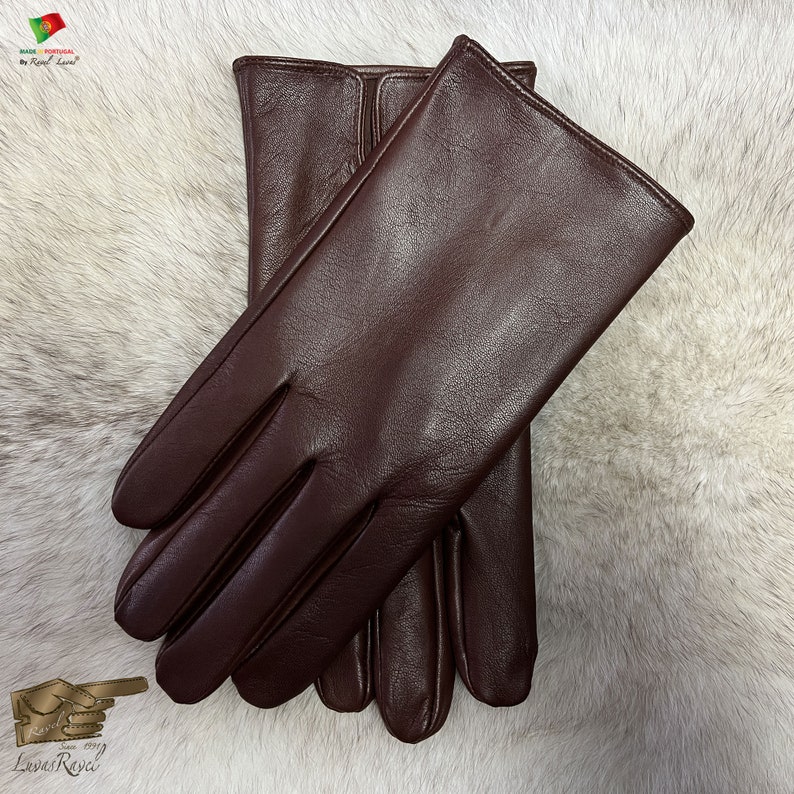 Men Leather Gloves HSM2018 Light Brown