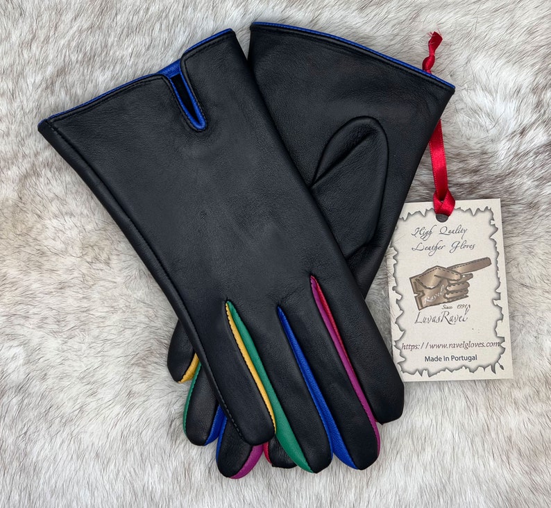 Gants multicolores en cuir pour dames Beverly image 2