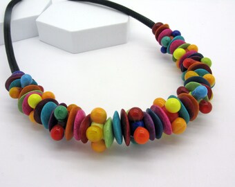 Cheerful colorful necklace, handmade drop beads, eye catcher, a necklace that cheery, statement necklace, ~ 50 cm