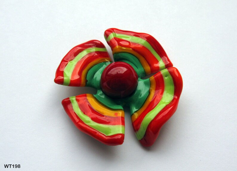 Very big Ring top, changing attachment, changing top, red-colorful, propeller, pendant top, lampwork image 3