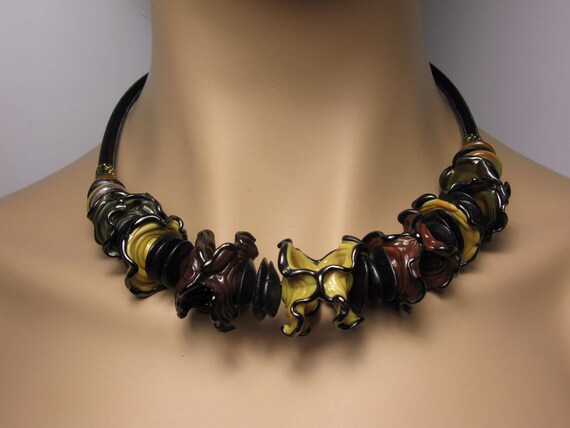 Braune Kette Aus Handgemachten Lampwork Austernperlen Etsy