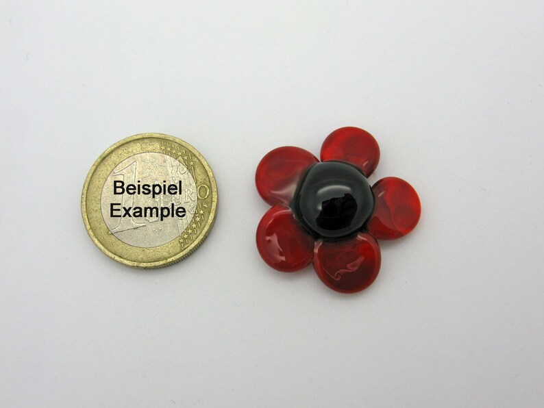 glass top glass flower red lampwork flower top flower top change top glass top Red flower change ring top