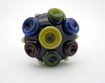 Natural colored interchangeable ring top, lampwork top, approx. 25 mm, ring top for chain or ring, handmade