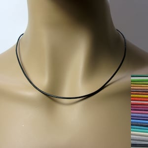 A short leather necklace made of soft goat leather, many different colors, 1.5 mm thick base chain for pendants