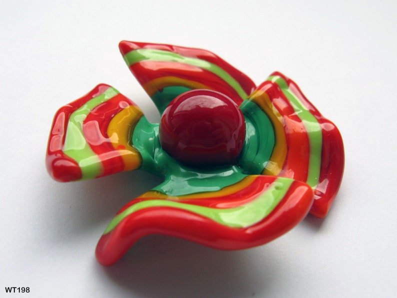 Very big Ring top, changing attachment, changing top, red-colorful, propeller, pendant top, lampwork image 1