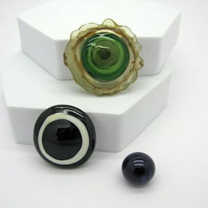 Set of three glass tops, interchangeable ring tops, 3 pieces, lampwork interchangeable attachments with M2.5 screw thread, various sets to choose from