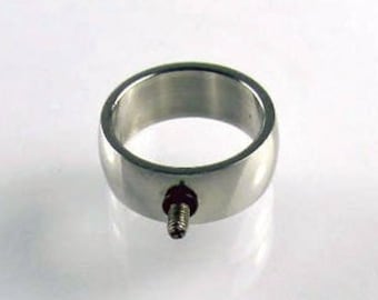 Threaded change ring, demonstration model, stainless steel ring with screw, removable jewelry, high gloss, size 16 to 22 selectable