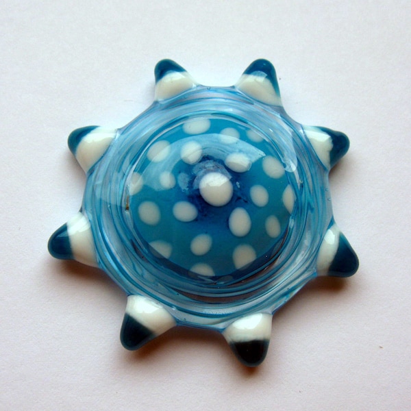 Big removable top, Glass Top, turquoise-white, dotted, lampwork