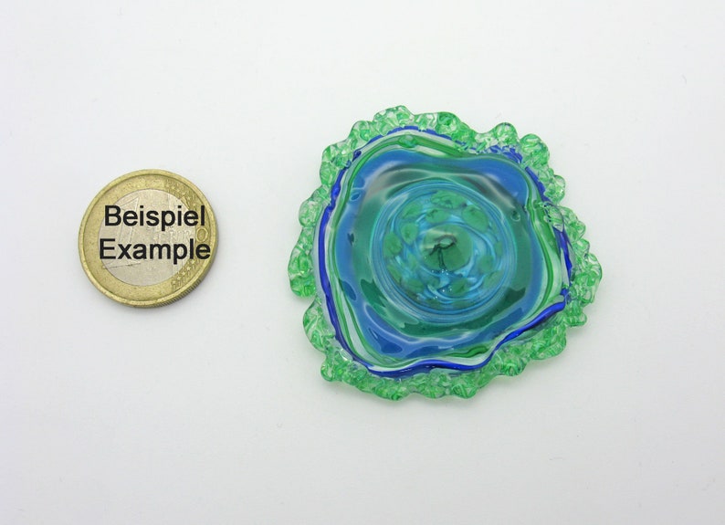 exceptional ring top for necklace changing top about 50 mm Large glass top handmade blue-turquoise-transparent lampwork very large
