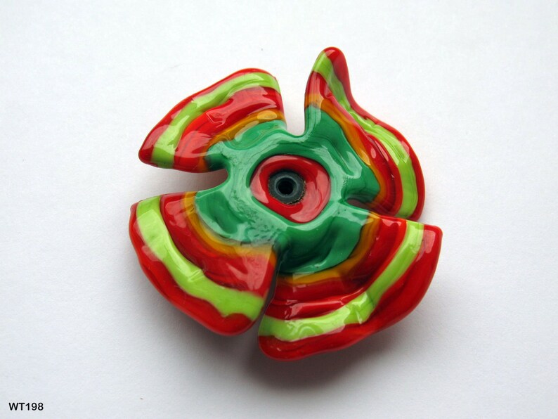 Very big Ring top, changing attachment, changing top, red-colorful, propeller, pendant top, lampwork image 5