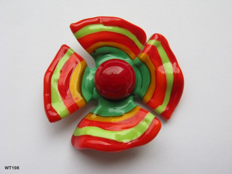 Very big Ring top, changing attachment, changing top, red-colorful, propeller, pendant top, lampwork image 2