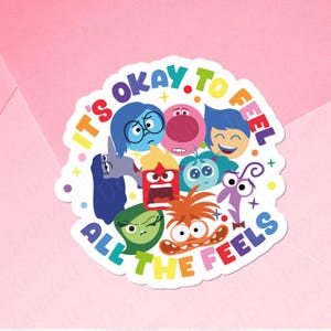 está tudo bem sentir todos os sentimentos, adesivo de sentimentos de afirmação positiva, adesivo de vinil de terapia emocional para autocuidado, sentimentos de afirmação positiva