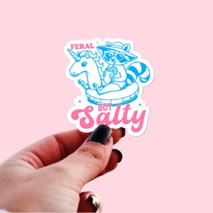 Summer feral, cute raccoon stickers, stickers for her, gift for friends, sarcastic stickers, funny sticker, cute decal, summertime stickers