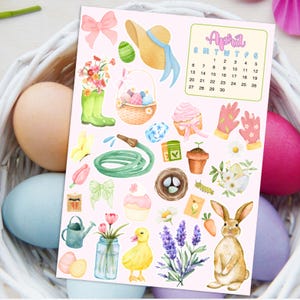 April Planer Aufkleber, Oster Aufkleber für Monatskalender, 2020 Frühlings Sticker, Junk Journaling Aufkleber, monatlich