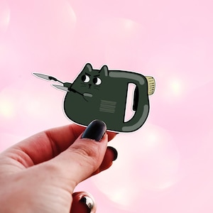 boze mixer kattensticker, stickers thuiskok, schattige zwarte katten stickers, waterflesstickers, handgetekende kunst, dierenartskantoorstickers, laptopsticker