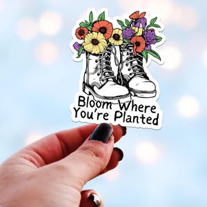 Floresça onde você for plantada, adesivo feminista, adesivos inspiradores, poder feminino, suprimentos para diário, kindle, solteira, decalque para garrafa de água