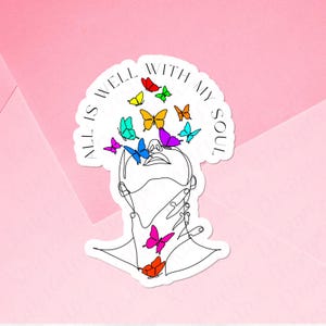 Set de pegatinas de afirmación positiva, "Todo está bien en mi alma", calcomanía para botella de agua "Ámate a ti mismo", paquete de amor propio, "Afirmación de mi alma"