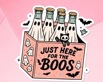 Retro Ghost Halloween Sticker: Funny Sarcastic Party Favor