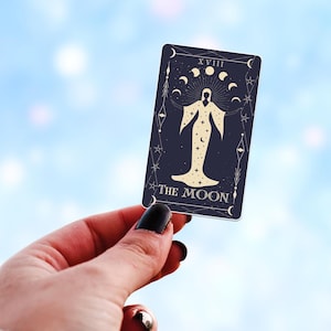 Fases da lua celestial, adesivo de garrafa de água, carta de tarô, boho místico, lua e sol, empoderamento feminino, decoração de bruxa, adesivos espirituais