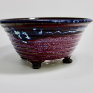 Footed Bonsai Planter Designed for the Bonsai Art: Copper Red and Blue