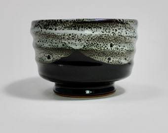 Hand Thrown Stoneware Tea Bowl, Earthy Green Copper Glaze, Asian Style