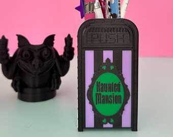 Haunted Mansion trash can Pen holder, Hitchhiking Ghosts Sticky Note Holder, Foolish Mortals Office Decor Gift, Spooky Disney Desk Organizer