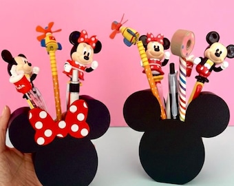Mickey Disney Pen, Pencil, Paint Brush Holder for desk, work, office, Makeup Brush Holder, Tiered Tray Decor, Mickey Desk Organizer