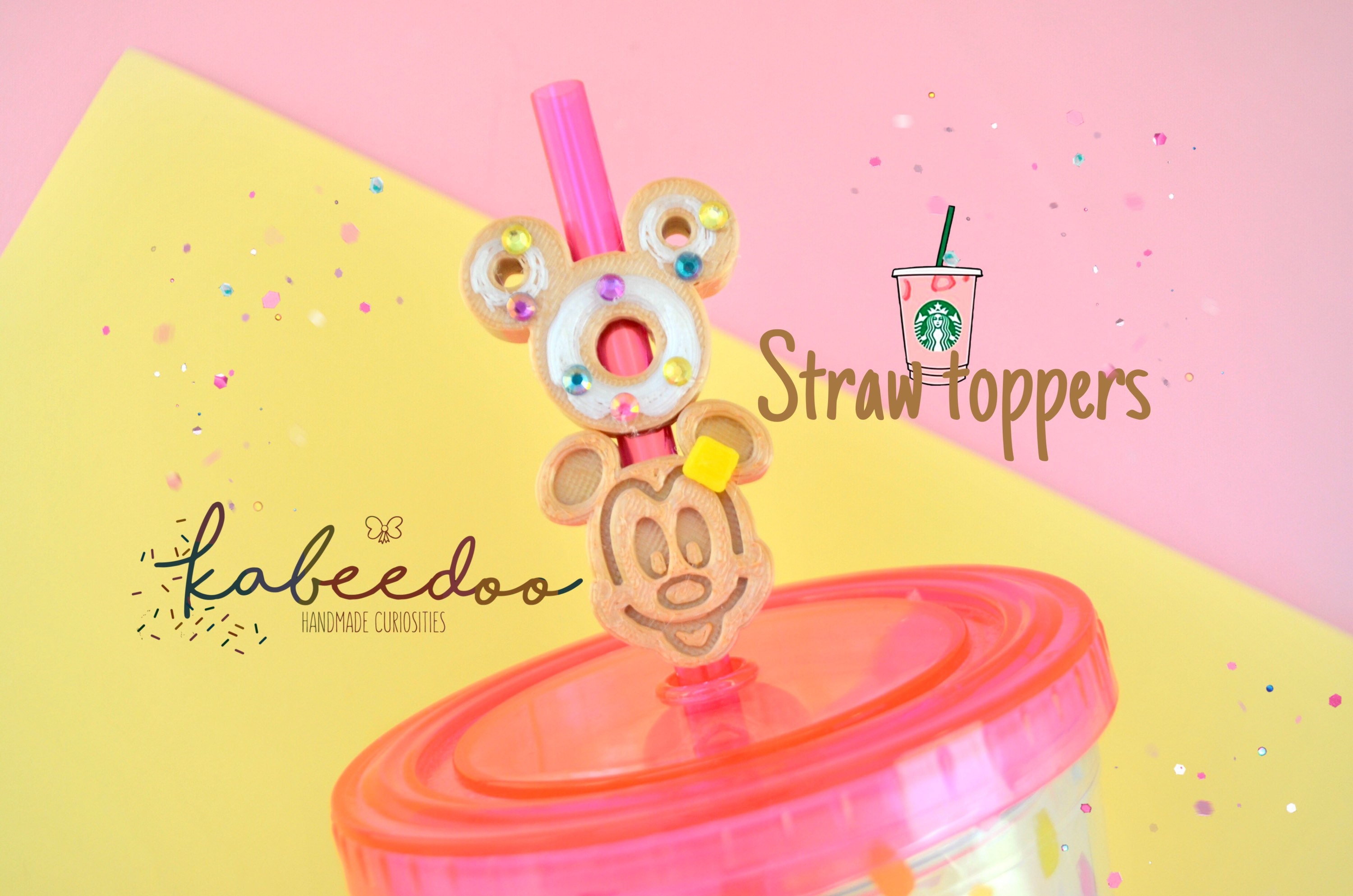 Disney Donut Waffle Mickey Straw Charm Topper for Tumblers 