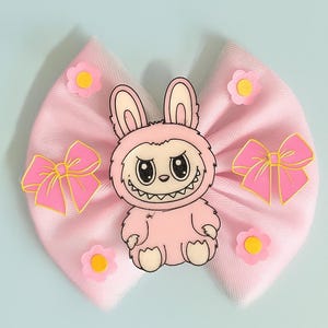 Labubu hair bow for little girls labubu headband for toddler monster hair accesory trendy gift for girl back to school bow birthday party