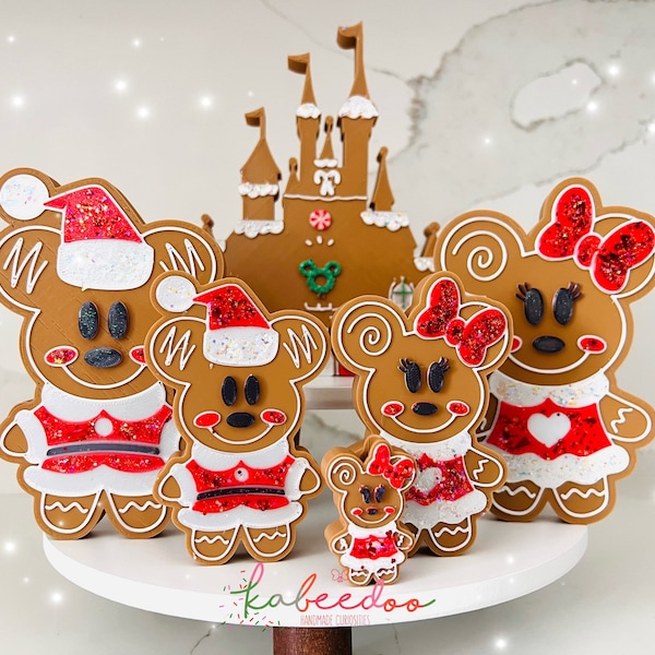 Gingerbread Christmas Santa Decor, Disneyworld tiered tray, Mr and Mrs clays Tray Filler, Mickey Christmas Tray Decor, gift for Disney a fan