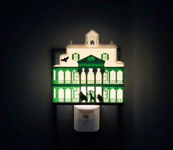 Disney Haunted Mansion Night Light, Hitchhiking Ghost Wall Plug-in, Foolish Mortals Decor Spooky Manor stand Disney Halloween Gift for Adult