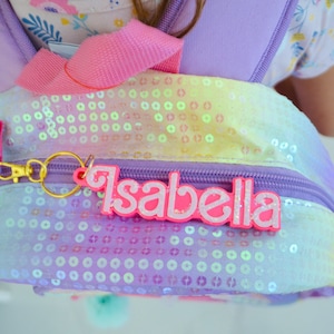 Personalized name Tag key chain Custom bag charm Barbie name keychain School girl Keychain, Kids Party Favor custom name bag tag